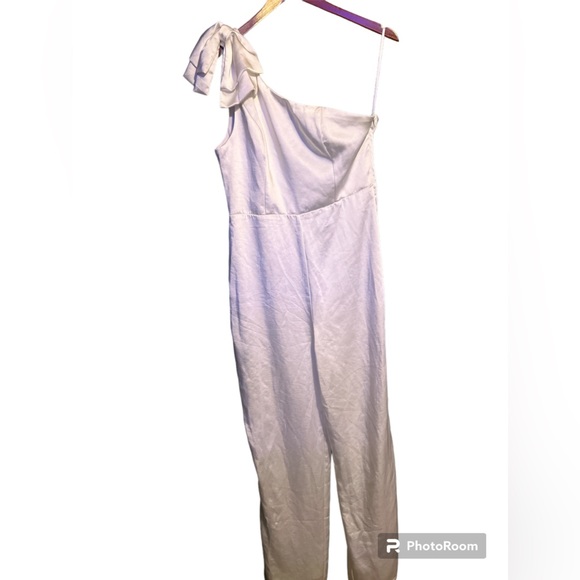 Lulus My Forever Romance Ivory Satin One-Shoulder Jumpsuit - Picture 4 of 9